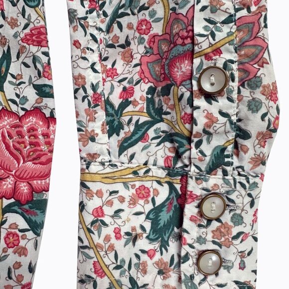 Charter Club Pink Floral Rose Shirt Sz 6 Cotton Button-Up Preppy Coastal Grandma - Picture 4 of 7